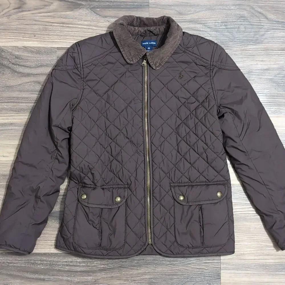 Children Polo Ralph Lauren quilted Jacket Corduroy collar Brown xl(16) 11P‎